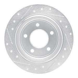 Chrysler Concorde Brake Rotor (1) - Rear Right - R1 Concepts - Drilled & Slotted - Silver - `93-`04